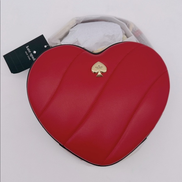Kate Spade Love Shack Quilted 3D Heart Crossbody Ruby Red - Picture 1 of 16